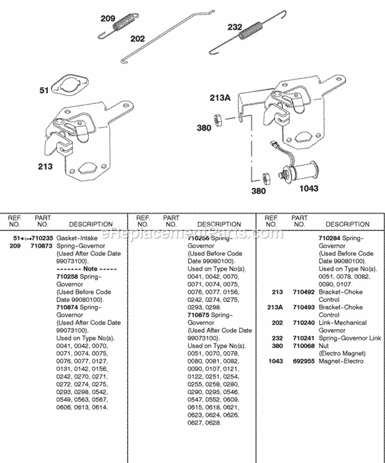 Page L Diagram and Parts List for 185432-0571-E1  Briggs and Stratton Engine
